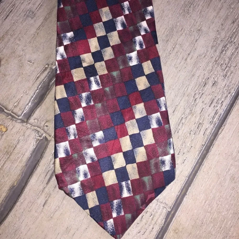Burma Bibas 100% Silk Tie Geometric Made in USA Retro Career Business